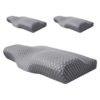 J-bedtime 床寢時光 3D釋壓止鼾透氣蝶型枕頭, 文青灰, 3個