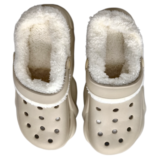 EVA 小熊配飾柔軟毛絨可拆卸增高厚底洞洞鞋 BH1973, 35~36, 卡其色