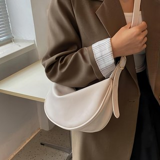 Elso 女款簡約圓形斜背包, 象牙色