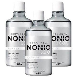 LION 獅王 NONIO 終結口氣漱口水 晶燦亮白 葡萄柚荔枝薄荷香氣 口腔清潔, 600ml, 3瓶