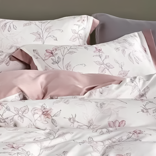 60支100%萊賽爾天絲雙人全鋪棉床包兩用被四件組, 夏汐粉, 雙人, 床包 + 兩用被套 + 枕套2個