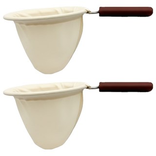 Pearl Horse 寶馬 法蘭絨手柄式咖啡濾布組, 純棉濾布, 3~4人份, #304不鏽鋼框架, PP高耐衝擊手柄, 2組, 米白色 + 深棕色