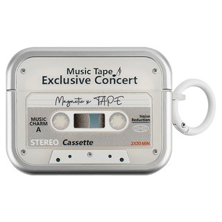 復古霧透磁帶耳機殼, 1個, 銀色, Airpods pro 2