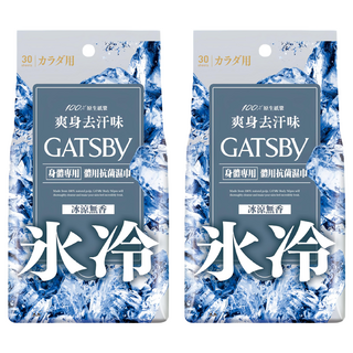 GATSBy 台灣公司貨 體用抗菌濕巾超值包 冰涼無香, 210g, 2包