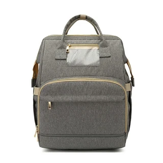 vanibaby多功能嬰兒小床媽媽包 灰色 內置嬰兒床 多隔層收納 輕量舒適, 80cm