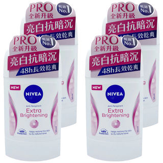 NIVEA 妮維雅 止汗爽身乳膏 Pro升級版 亮白系列, 50ml, 4罐