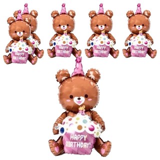 八捌發 蛋糕熊立體氣球, 棕色, 6個, 生日派對裝飾氣球