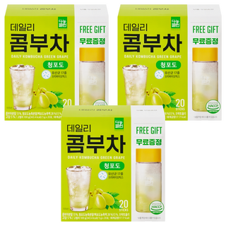 Danongwon 乳酸菌康普茶 + 瓶子 青葡萄, 20包, 5g, 3盒