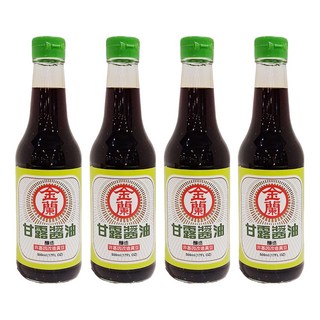 金蘭 甘露醬油, 非基因改造黃豆 海藻糖, 清爽順口, 鮮甜不膩, 500ml, 4瓶