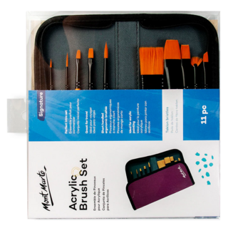 蒙瑪特 壓克力尼龍畫筆 附筆袋 Taklon鋼毛刷 扁峰1號 + 扁峰3/4號 + 扁峰6號 + 扁峰4號 + 扁圓峰12號 + 扇峰2/0號 + 斜峰1/4號 + 圓峰1號 + 圓峰6號, 扁峰1號 + 扁峰3/4號 + 扁峰6號 + 扁扁峰4號 + 扁圓峰12號 + 扇峰2/0號 + 斜峰1/4號 + 圓峰1號 + 圓峰6號, 1組