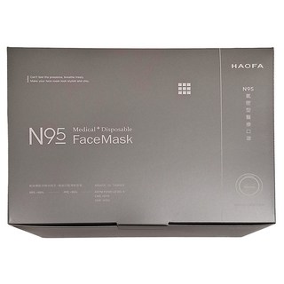 HAOFA 氣密型N95立體醫療口罩 L, 霧黑色, 30片, 1盒
