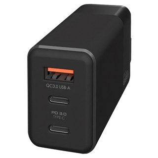 FUGU INNOVATIONS PD65W 氮化鎵 GaN 3口電源供應器 PD對應 高速充電器, 黑色, 1個