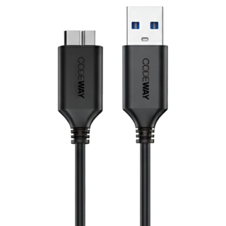 CODEWAY USB-A 公 to Micro B 3.0 高速傳輸線, 黑色, 1m, 1條