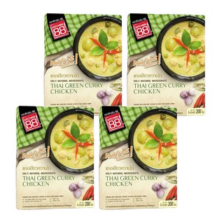 KITCHEN 88 泰式綠咖哩雞即食調理包 無添加味精和防腐劑, 200g, 4盒