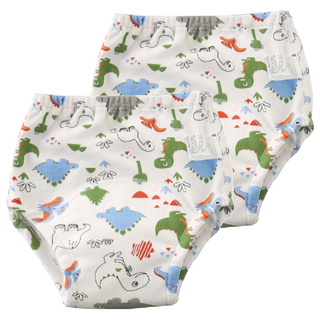 加厚六層學習褲/尿布褲 90碼 (適用8~12kg) 七彩恐龍 訓練褲 2入, 1組