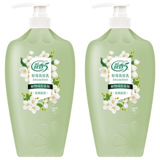 花香5 原效洗髮乳 茉莉花香 無矽靈 含玻尿酸精華 深層保濕 改善乾燥髮尾 植物來源淨護技術, 1.1kg, 2瓶