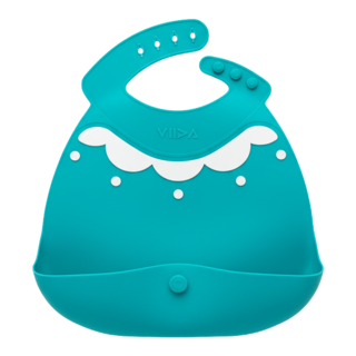 VIIDA JOY系列 便攜式矽膠圍兜 食品級矽膠材質 四階段可調整脖圍, 松石綠, 1件, 1個