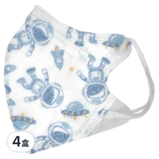 淨新科技 3D立體幼幼細耳醫療口罩, 太空人 白色, 50片, 4盒
