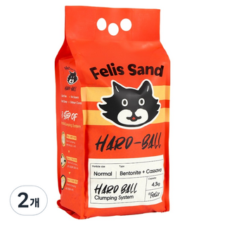 닥터펠리스 샌드 하드볼 고양이 모래, 4.3kg, 2개, 무향