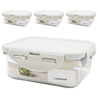 LocknLock 樂扣樂扣 BISfree 純淨輕透方形保鮮盒, 單品, 4個