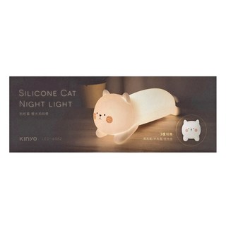 Kinyo 抱枕貓暖光拍拍燈, 抱枕貓 白色