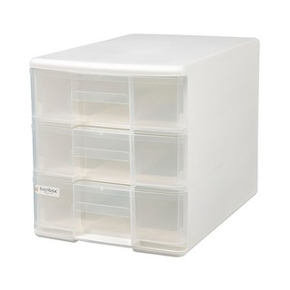SHUTER 樹德 livinbox 魔法收納力A4玲瓏盒 3抽 多格抽屜 滑順易拉 附半透明視窗, 白色, 1個