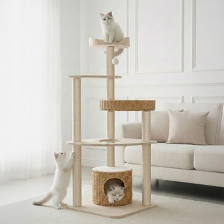 레토 고양이 프리미엄 4단 프라이빗 타워 LCG-CT02, 혼합색상, 1개