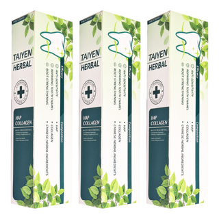 TAIYEN 台塩生技 膠原草本固根護理牙膏，HAP 膠原蛋白，修復琺瑯質，維護口腔健康, 120g, 3條