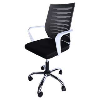 AOTTO 創意傢俱 護脊結構設計透氣工學電腦椅, 大孔網布, 黑色/白色, 總高94-106cm