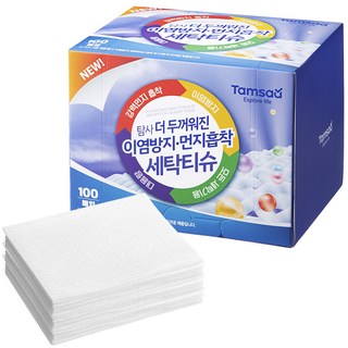 탐사 더 두꺼워진 이염방지 먼지흡착 세탁티슈, 1개, 100개입