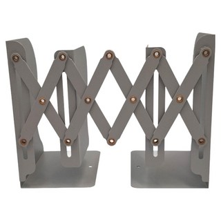 FANCY LIFE 收納伸縮書架 鋼材質 拉伸長度10-50cm, 灰色, 19.5 x 15cm