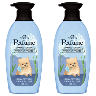 시리우스 펫퓸 마일드&볼륨 반려견 샴푸 베이비파우더, 500ml, 2개