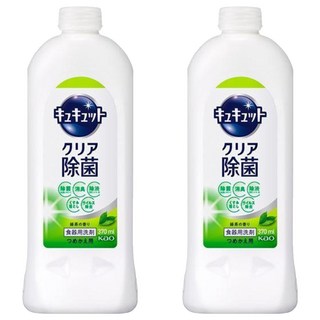 Kao 花王 Cucute 珂珂透 餐具洗碗精補充瓶 綠茶香 370ml, 2瓶