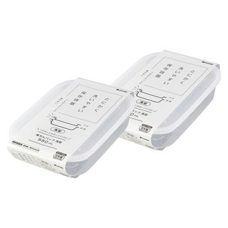 inomata 微波爐加熱保鮮盒 淺型 附蓋 透明白色 500ml, 2個, 1組