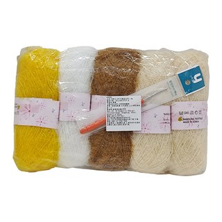 Yarna 造型菜瓜布鉤針DIY編織組, 吐司+荷包蛋 咖啡色 + 白色, 1組