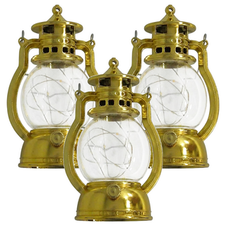 LED聖誕小提燈 3個, 金色, 1組