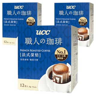 ucc 職人的珈琲 法式深焙濾掛式咖啡, 8g, 12包, 3盒