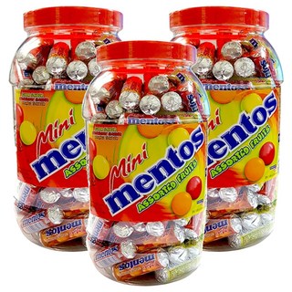 mentos 曼陀珠 迷你曼陀珠 綜合水果口味, 1kg, 3桶