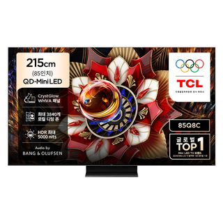 TCL 4K QD Mini LED 스마트 TV, 214.8cm(85인치), 85Q8C, 벽걸이형, 방문설치