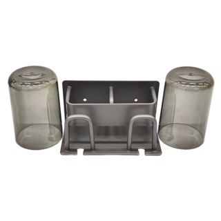 妃妃嚴選 牙刷置物架 雙人款 免釘安裝 大容量 太空鋁材質, 槍灰, 1個