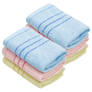 GRACE 格蕾絲 純棉洗臉毛巾3件組 雙色粗虛線款 柔軟吸水 顏色隨機, 2組