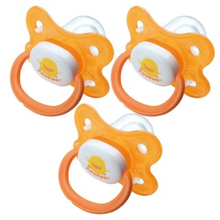 PiYOPiYO黃色小鴨 初生拇指安撫奶嘴 拇指狀設計符合寶寶嘴型 弧線形及兩側通氣孔設計 不防礙鼻子的呼吸 食品級矽膠材質, 橘色, 0歲以上, 3入
