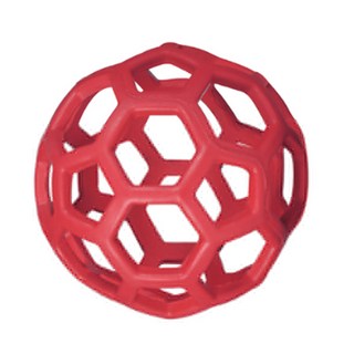 Petmate jw 橡膠洞洞足球 餵食玩具，100%天然橡膠製成，彈性極佳, 顏色隨機, 1個, 4.4 x 4.4cm