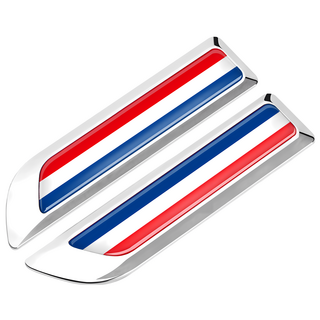 bebehome 多國旗幟車側金屬徽飾貼, 銀色法國, 1套