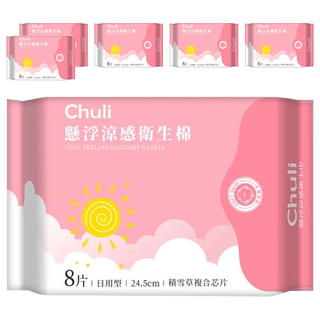 Chuli 初梨 懸浮涼感衛生棉 日用型, 24.5cm, 8片, 6包