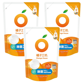 Orange House 橘子工坊 溫和除菌洗碗精補充包, 500ml, 3包