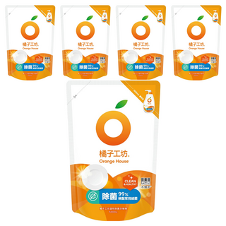 Orange House 橘子工坊 溫和除菌洗碗精補充包, 500ml, 5包