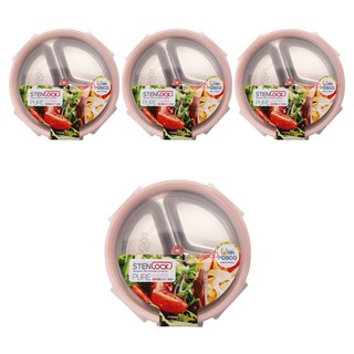 스텐락 퓨어 멀티 원형 2호 밀폐용기 3구 350ml, 4개, 단품