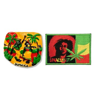 A-ONE 匯旺 牙買加黃昏立體磁鐵 + 巴布·馬利 雷鬼歌手布章 2件組, 7.5 x 6cm