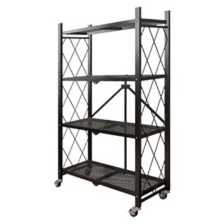 折疊置物架 滾輪貨架 125 x 35 x 100 黑色, 100 x 35 x 125cm, 4層